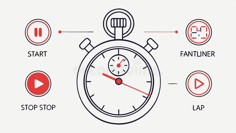 Stopwatch timer with play buttons, time management tools vector design Generative AI vector illustration