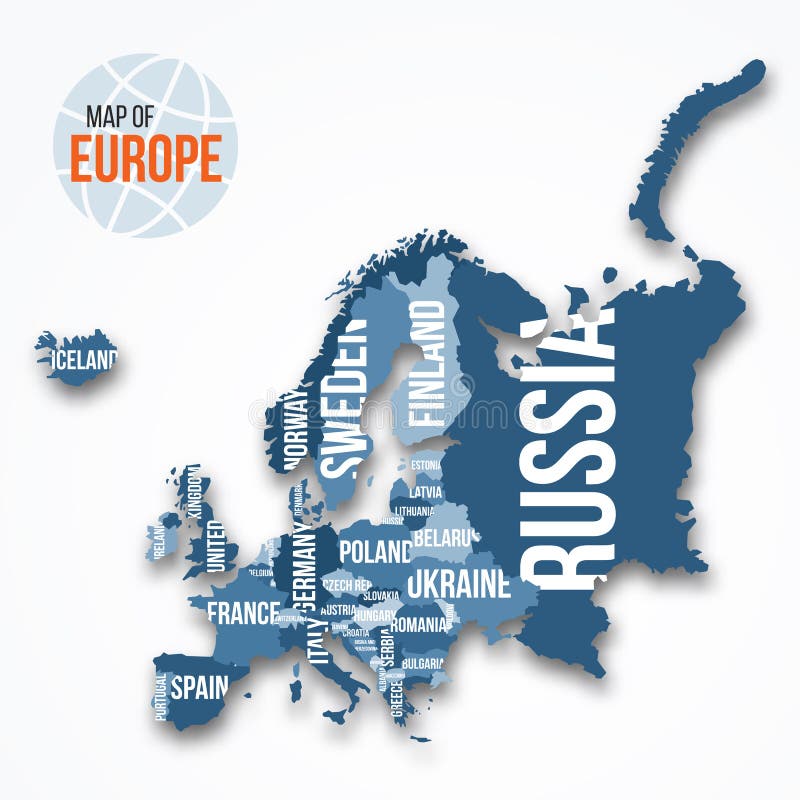 Vector Detailed Map Of Europe With Borders And Country Names Stock vector-detailed-map-of-europe-with-borders-and-country-names-stock
