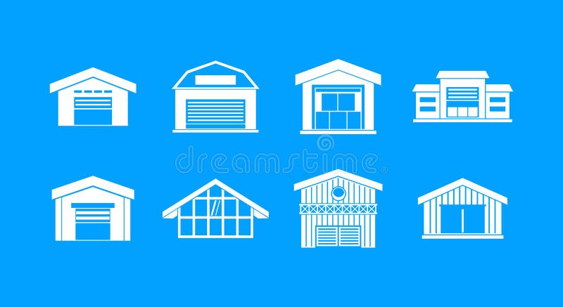 Vector determinado del azul del icono de Warehouse ilustración del vector Vector determinado del azul del icono de Warehouse ilustración del vector