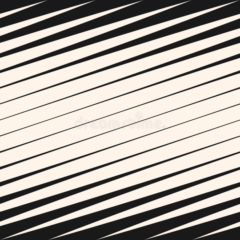 Vector diagonal halftone stripes seamless pattern, black and white slanted lines stock illustration