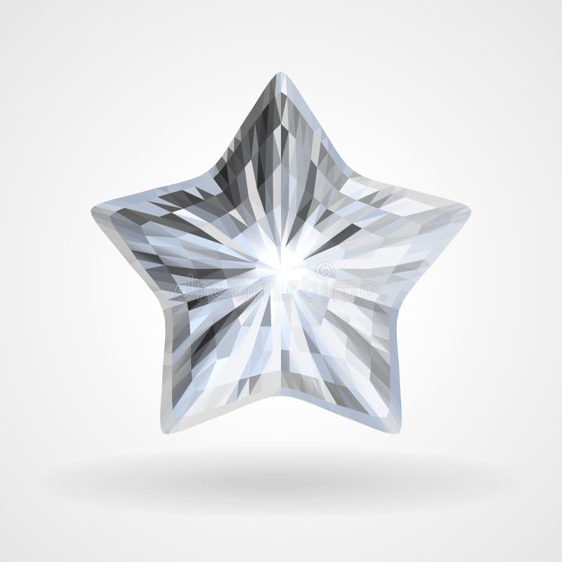 Vector Diamond Five Pointed Star en diseño triangular. Diamond Five Pointed Star Cinco haz brillante, estrella del rayo Objeto triangular de la plantilla del vector