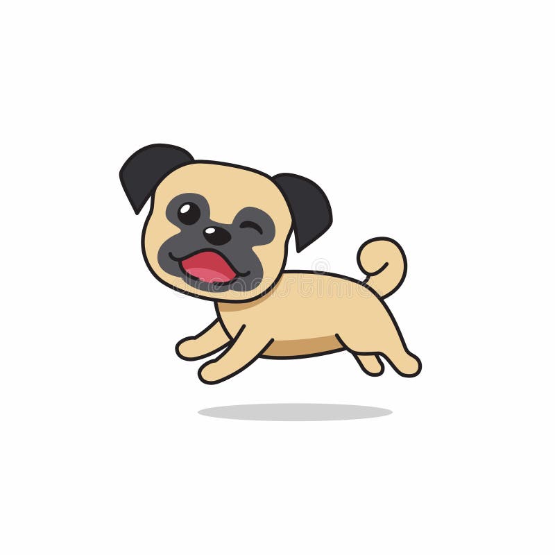 Vector Dibujos Animados Personaje Feliz Perro Pug Corriendo Ilustración del  Vector - Ilustración de muestra, casta: 214047233