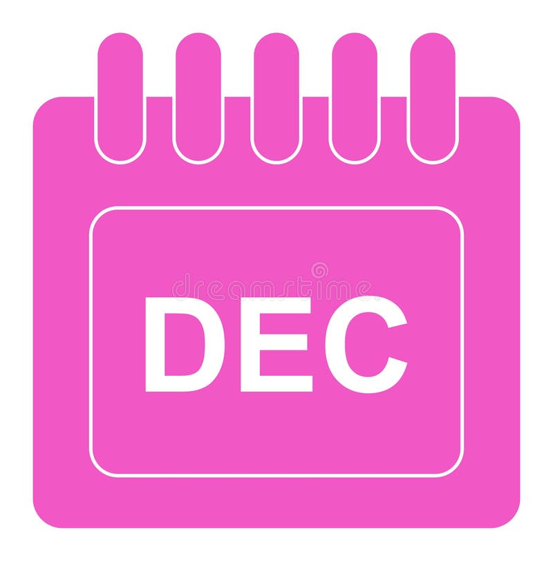 Vector diciembre en icono mensual del rosa del calendario
