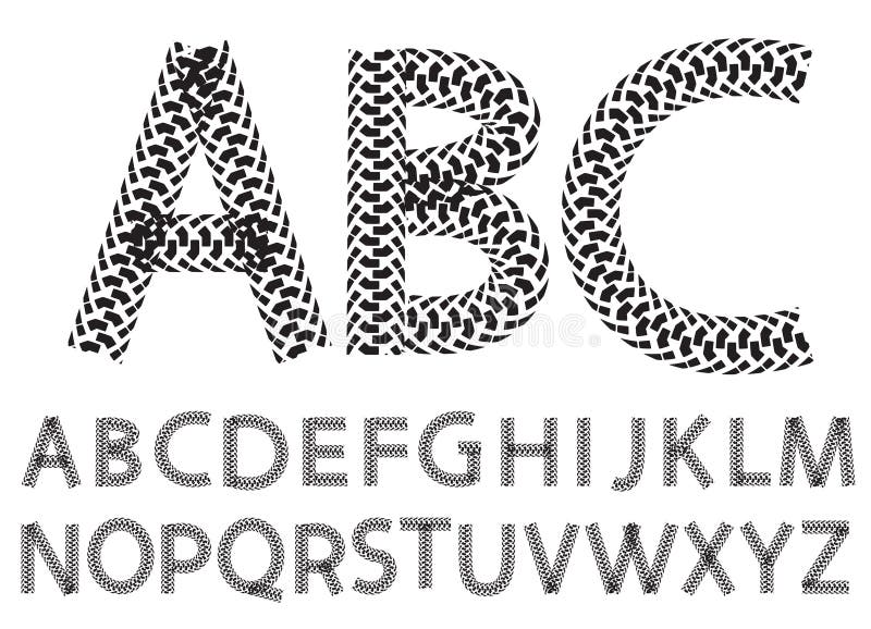 Vector die Alphabetbuchstaben, die von den Motorradreifenbahnen gemacht werden stock abbildung Vector die Alphabetbuchstaben, die von den Motorradreifenbahnen gemacht werden stock abbildung