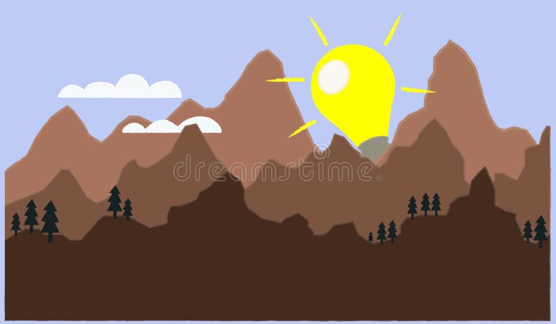 Vector die de ontdekking van een nieuwe idee of een oplossing afschilderen als zonstijging royalty-vrije illustratie Vector die de ontdekking van een nieuwe idee of een oplossing afschilderen als zonstijging royalty-vrije illustratie