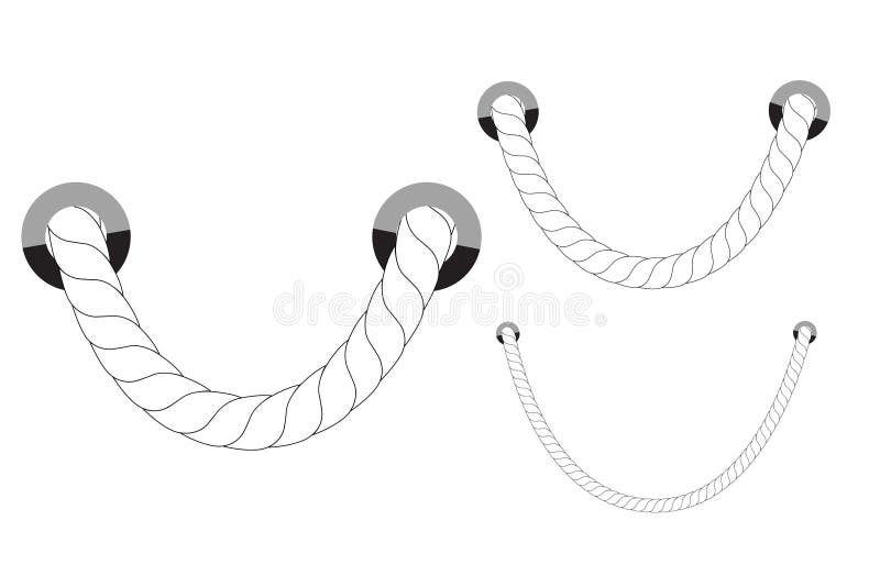 Vector 3 Different Size White Hanging Rope Rope Out from Hole, Isolated