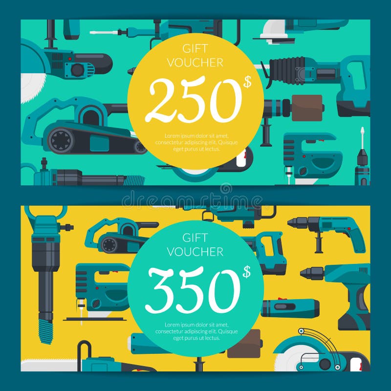 Vector Discount Card with Electric Tools Stock Vector Illustration of