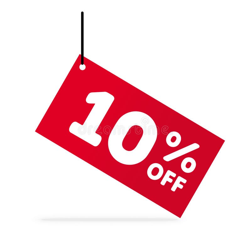 10 OFF Discount. Discount Offer Price Illustration. Red Tag with White Letters.