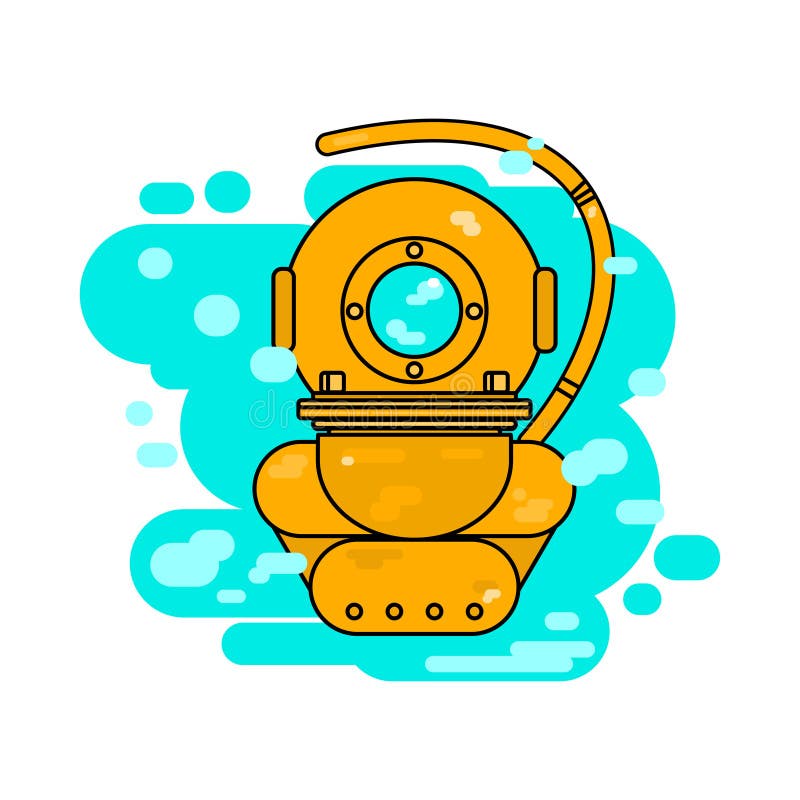 Vector Set of Diving Equipment, Scuba Gear Stock Vector Illustration
