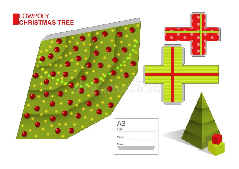 Vector DIY pattern for a Christmas tree and boxes