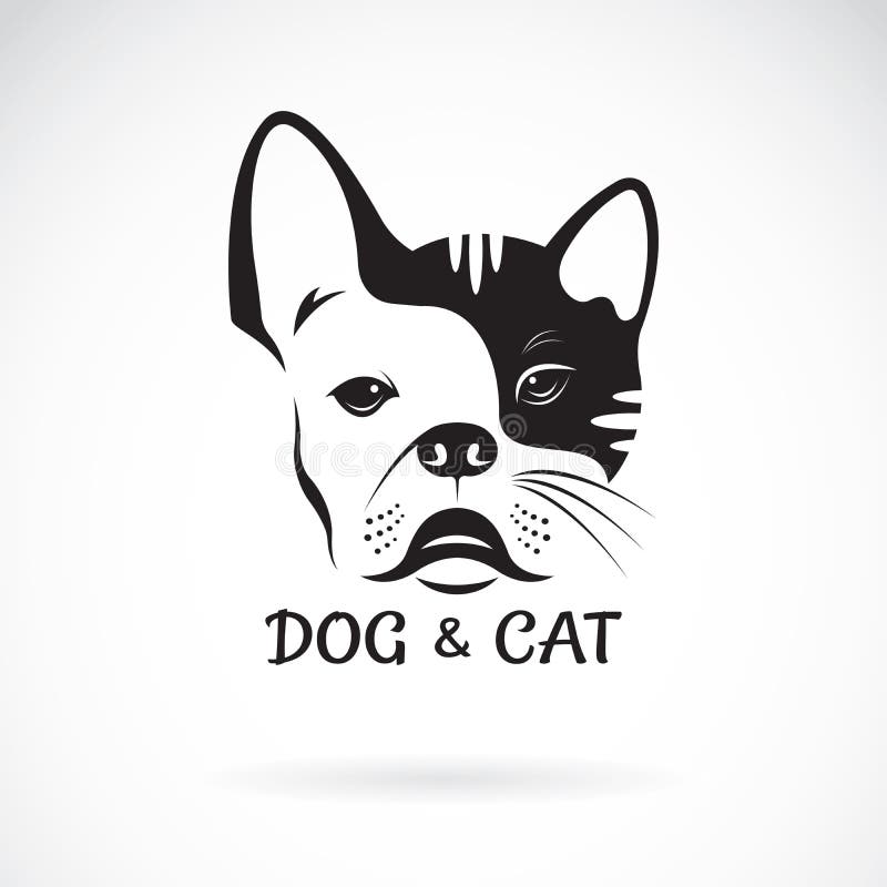 Vector of dog face à¸ºbulldog and cat face design on a white background. Pet. Animal. Dog and cat logo or icon. Easy editable