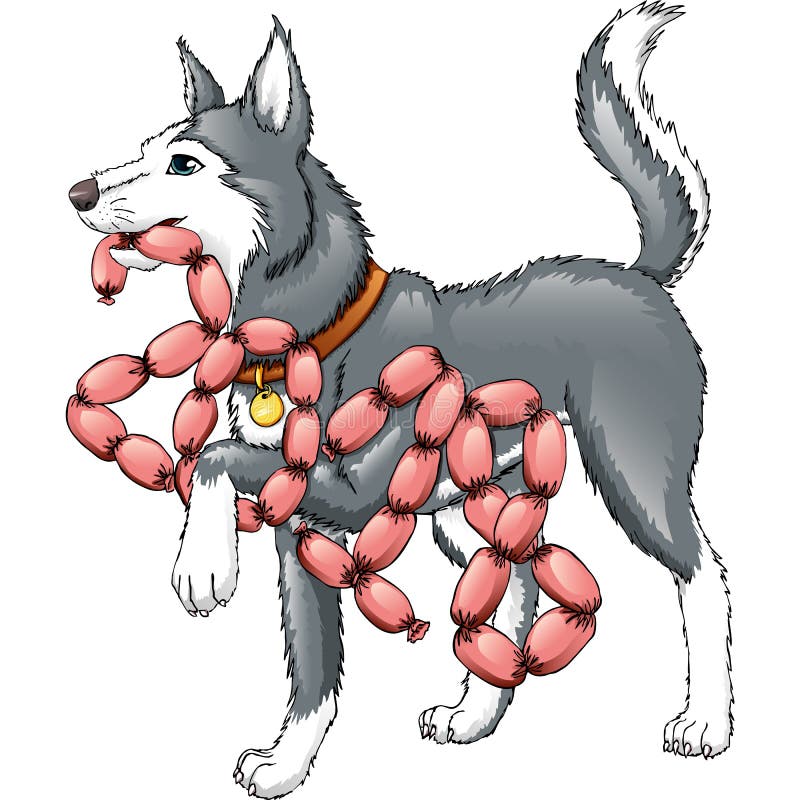 Dog and Sausages stock vector. Illustration of pets, hungry 27090442