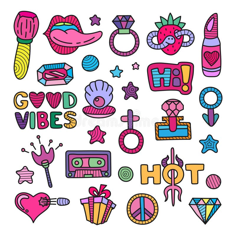 Set of stickers elements the 90s Royalty Free Vector Image