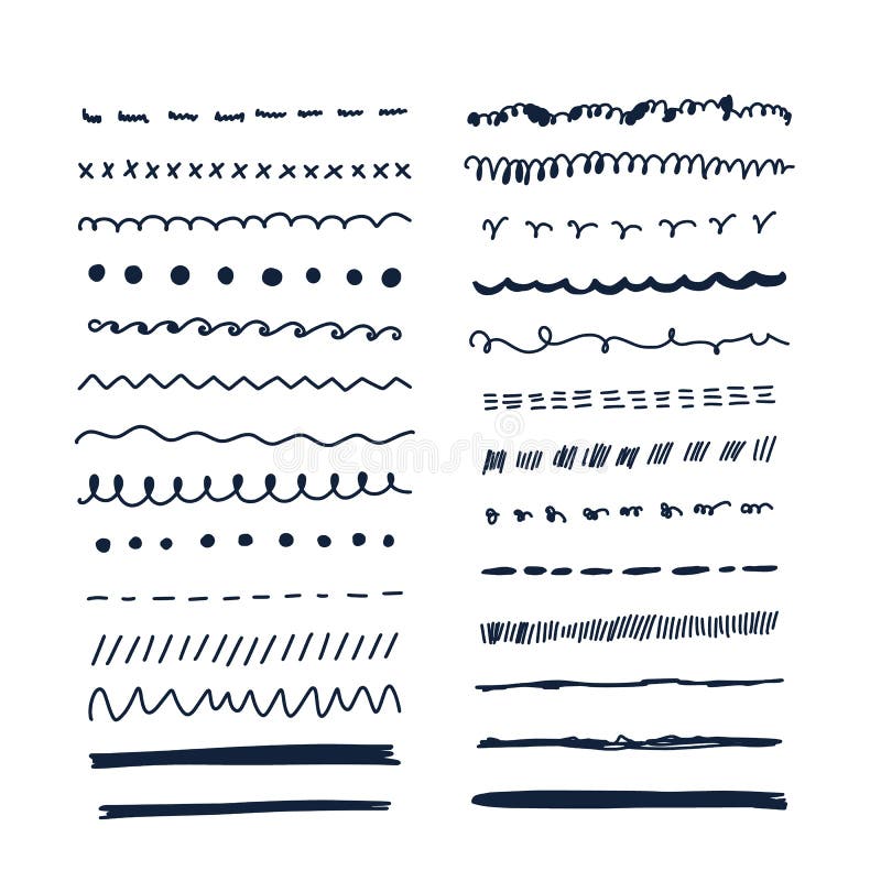 Vector Doodle Line Set with Sketch Scribble Decoration. Simple Brush