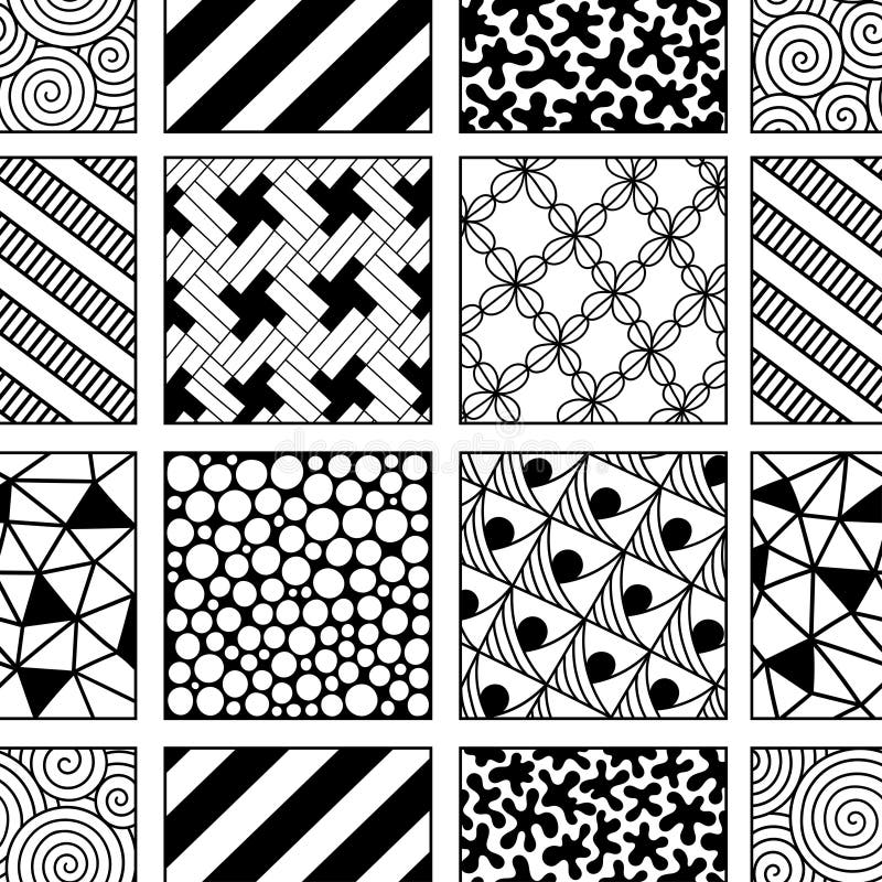 Vector Doodle Tile Pattern. Hand-drawn Mosaic Seamless Ornament Stock ...