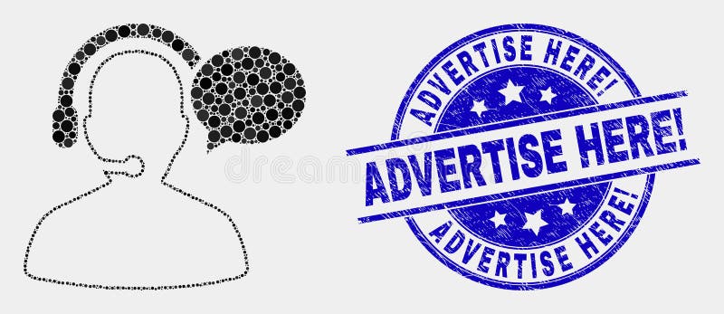 Vector Dot Operator Message Icon and Scratched Advertise Here! Watermark