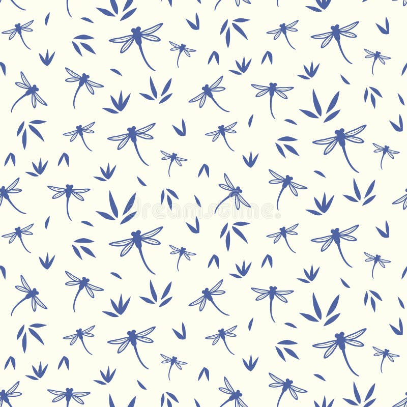 Vector Dragonfly seamless pattern