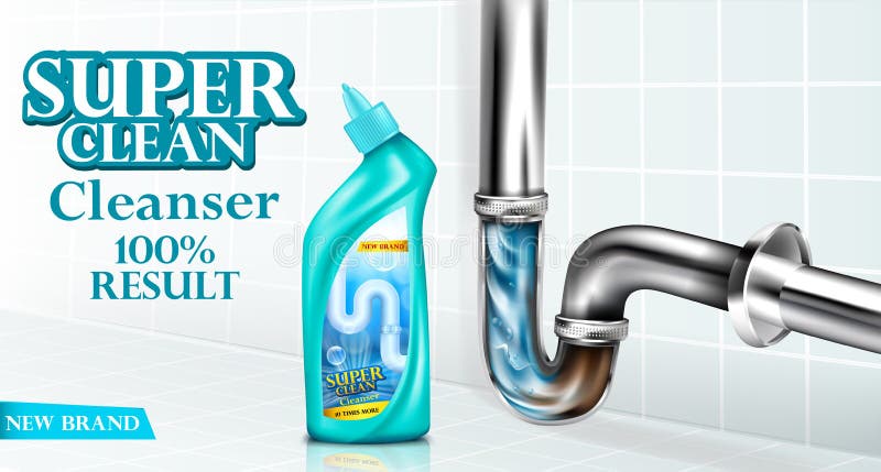 Vector drain pipe cleaner ad poster, detergent vector illustration Vector drain pipe cleaner ad poster, detergent vector illustration