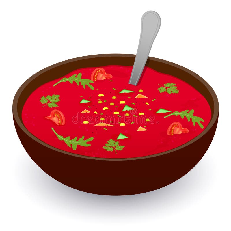 Vector drawing. Concept natural nutrition. Cold gazpacho soup. royalty free illustration Vector drawing. Concept natural nutrition. Cold gazpacho soup. royalty free illustration