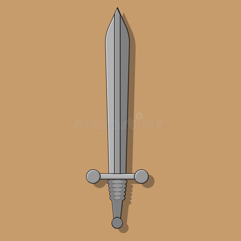 Vector Illustration of a Large Two-handed Sword Standing Upright in