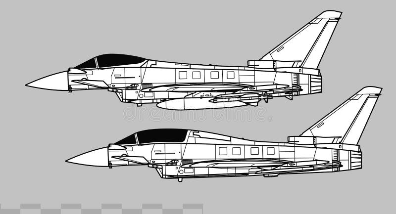 Eurofighter Typhoon. Vector drawing of modern multirole fighter.