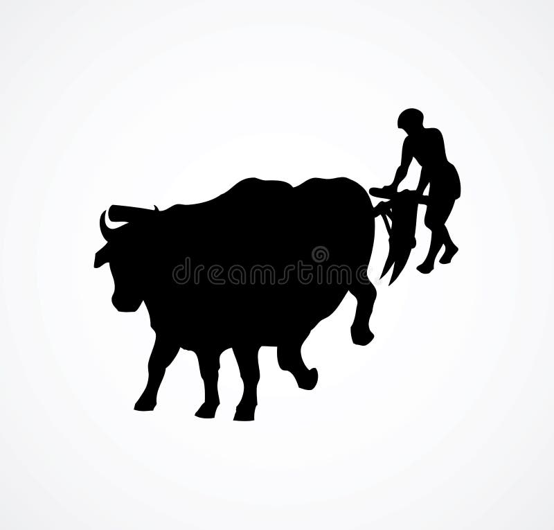 Vector Drawing. Primitive Agriculture. Peasants Treated Field Stock ...