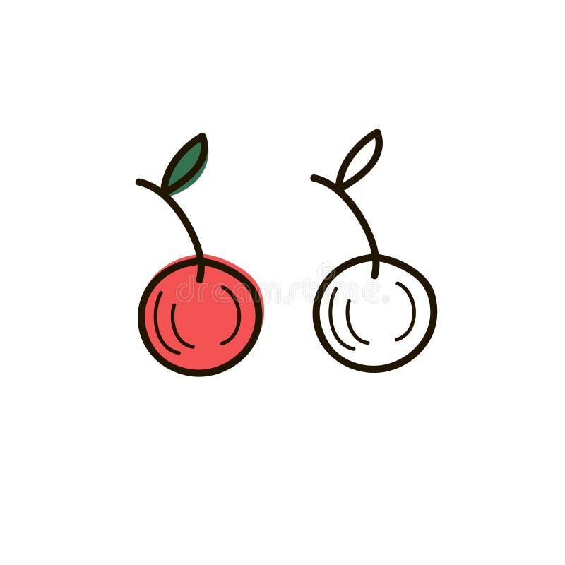 Cherry in doodle style stock illustration. Illustration of pattern ...