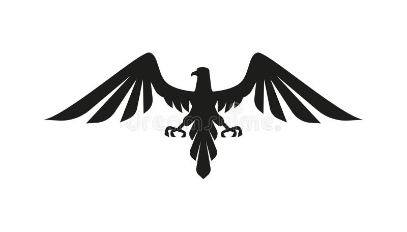 Heraldic Black Eagle Falcons And Hawks Set Spread Wings Isolated On White  Background Stock Illustration - Download Image Now - iStock
