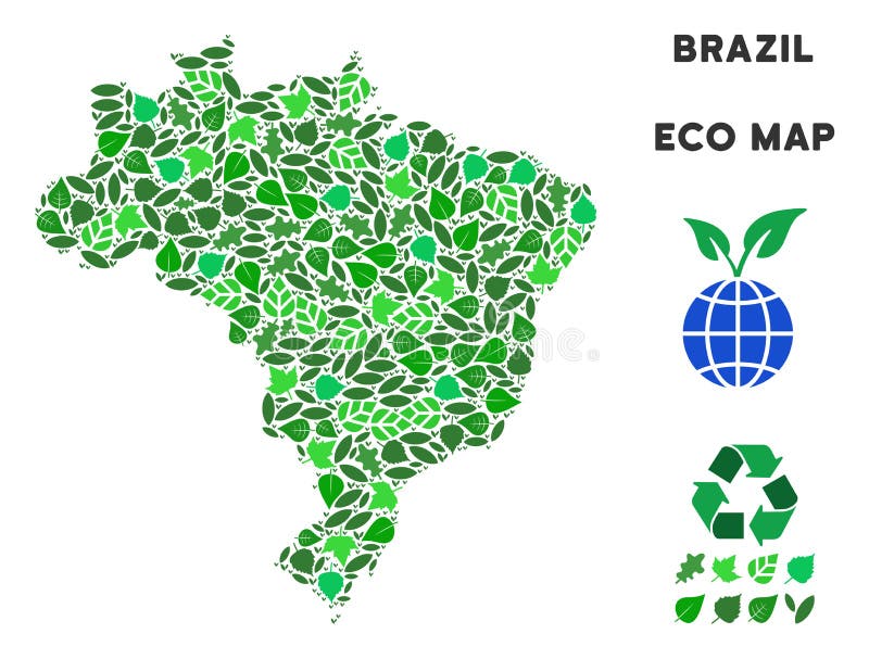 Vector Eco Green Collage Brazil Map