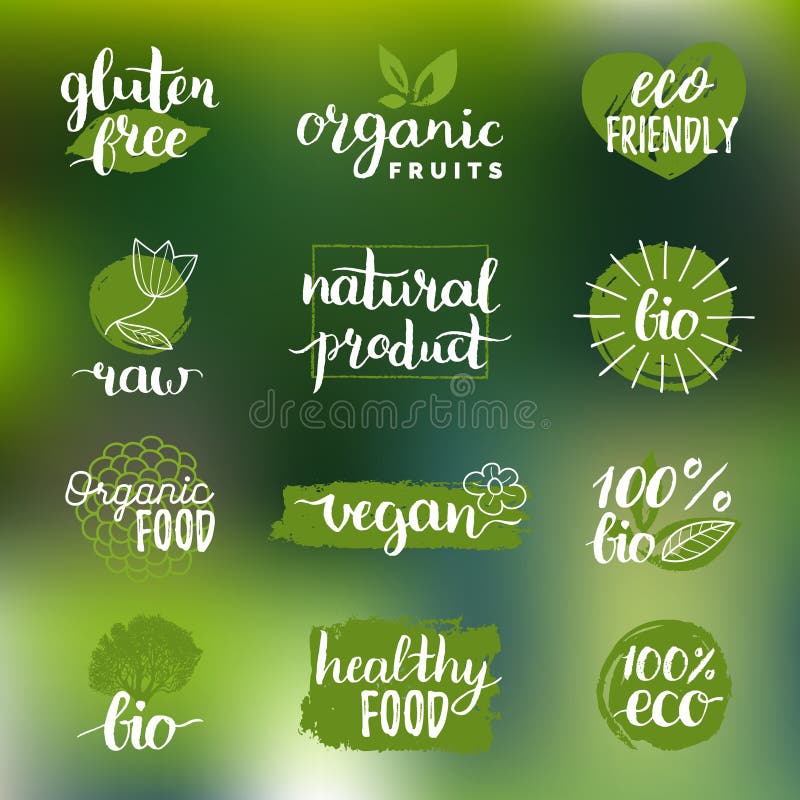 Vector Eco, Organic, Bio Logos or Signs. Vegan,healthy Food Badges,tags ...