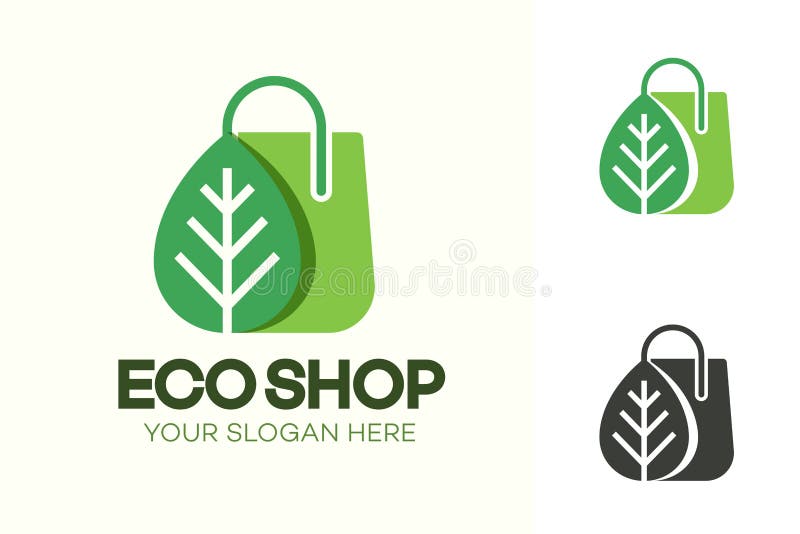 Bezighouden Telemacos varkensvlees Vector Eco Shop Logo Consisting of Shopping Bag and Leaf Stock Vector -  Illustration of food, mobile: 165526770