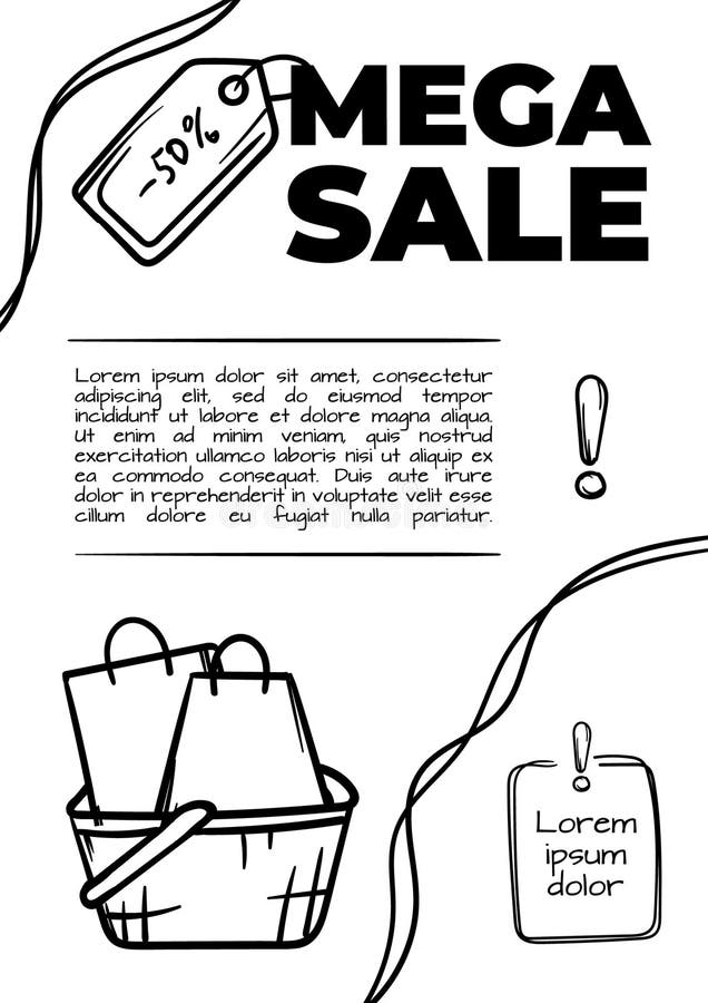 Vector editable black and white layout for flyer, banner, leaflet, promotion. Template design for monochrome printing. vector illustration