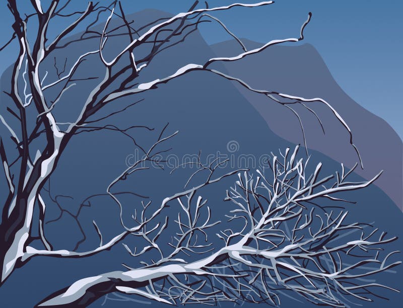 Vector editable winter landscape stock illustration