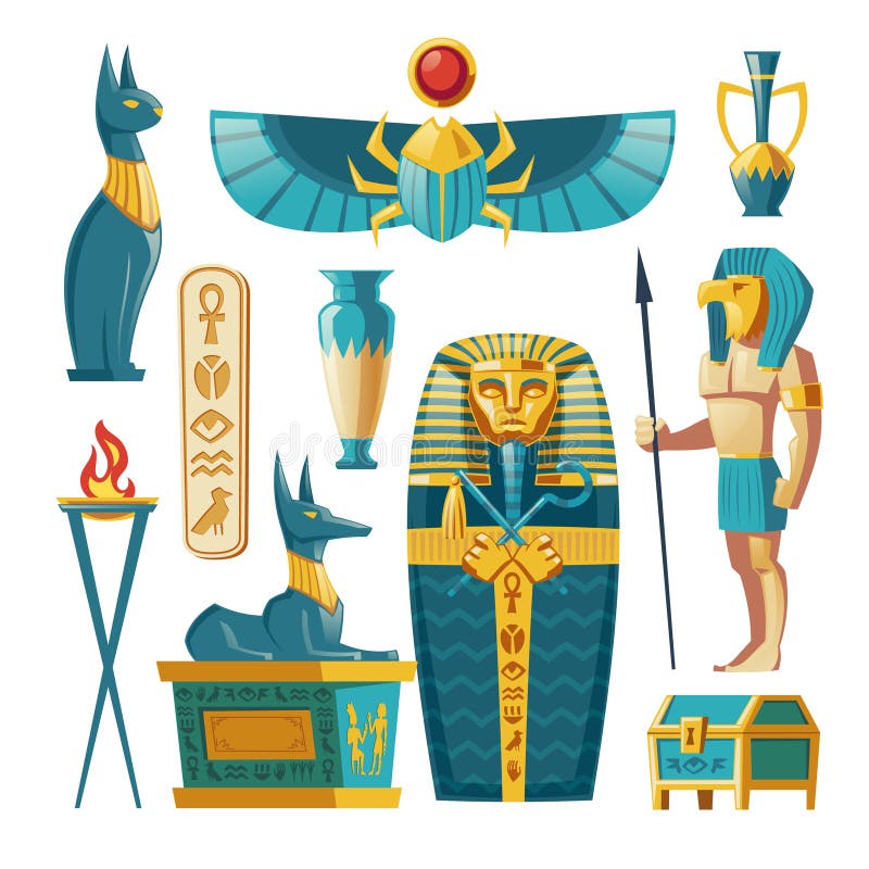 A Set Of Ancient Egyptian Gods Stock Illustration