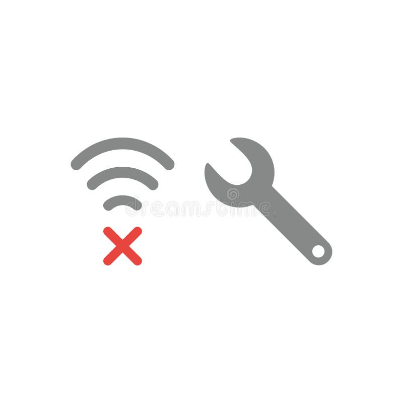 Vector el concepto del icono de problema de conexión inalámbrico del wifi del arreglo libre illustration Vector el concepto del icono de problema de conexión inalámbrico del wifi del arreglo libre illustration