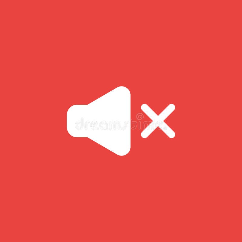 Flat vector icon concept of sound on symbol off red background. Flat vector icon concept of sound on symbol off red background.