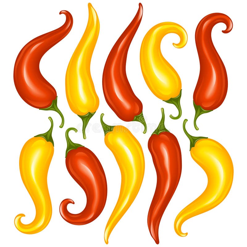 Vector el conjunto de la pimienta de chiles calientes aislado en el CCB blanco stock de ilustración Vector el conjunto de la pimienta de chiles calientes aislado en el CCB blanco stock de ilustración