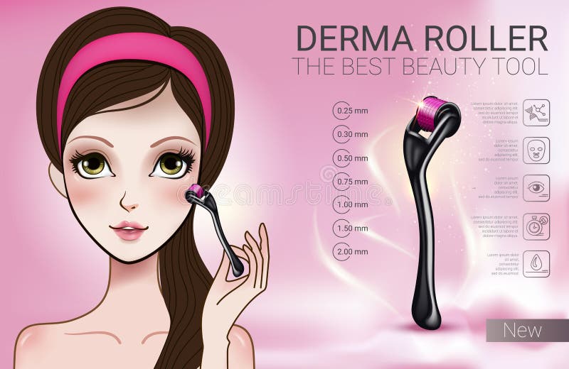 Vector el ejemplo con la muchacha del estilo de Manga y el rodillo del derma ilustración del vector Vector el ejemplo con la muchacha del estilo de Manga y el rodillo del derma ilustración del vector