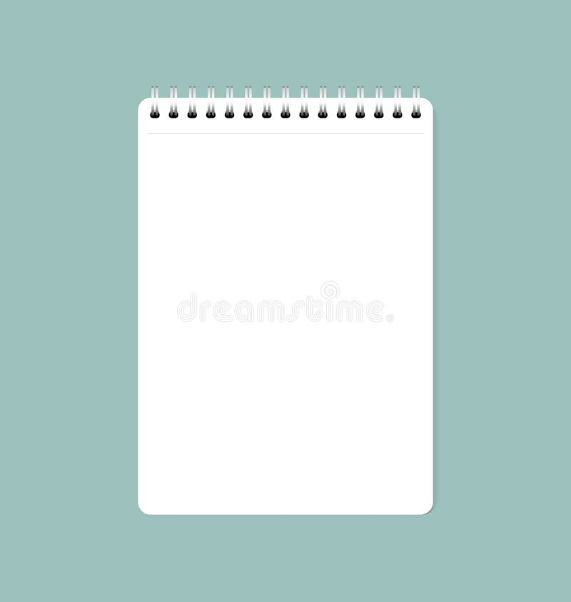 Vector el ejemplo de la hoja de papel limpia blanca del cuaderno, listo para su mensaje ilustración del vector Vector el ejemplo de la hoja de papel limpia blanca del cuaderno, listo para su mensaje ilustración del vector