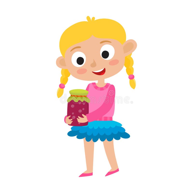 Vector el ejemplo de la pequeña muchacha rubia adorable y las bayas atascan stock de ilustración Vector el ejemplo de la pequeña muchacha rubia adorable y las bayas atascan stock de ilustración