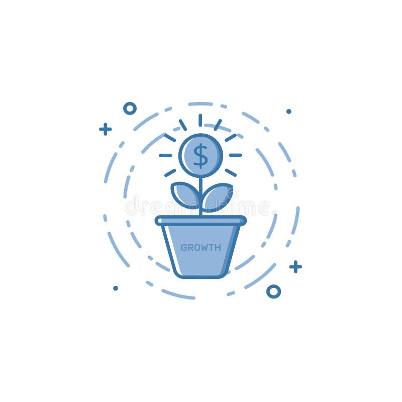 Vector el ejemplo de la planta intrépida llenada de la moneda del esquema que crece fuera del icono del pote ilustración del vector Vector el ejemplo de la planta intrépida llenada de la moneda del esquema que crece fuera del icono del pote ilustración del vector