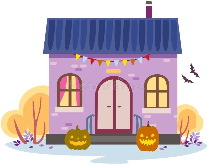 Vector el ejemplo de una casa del otoño adornada para Halloween ilustración del vector Vector el ejemplo de una casa del otoño adornada para Halloween ilustración del vector