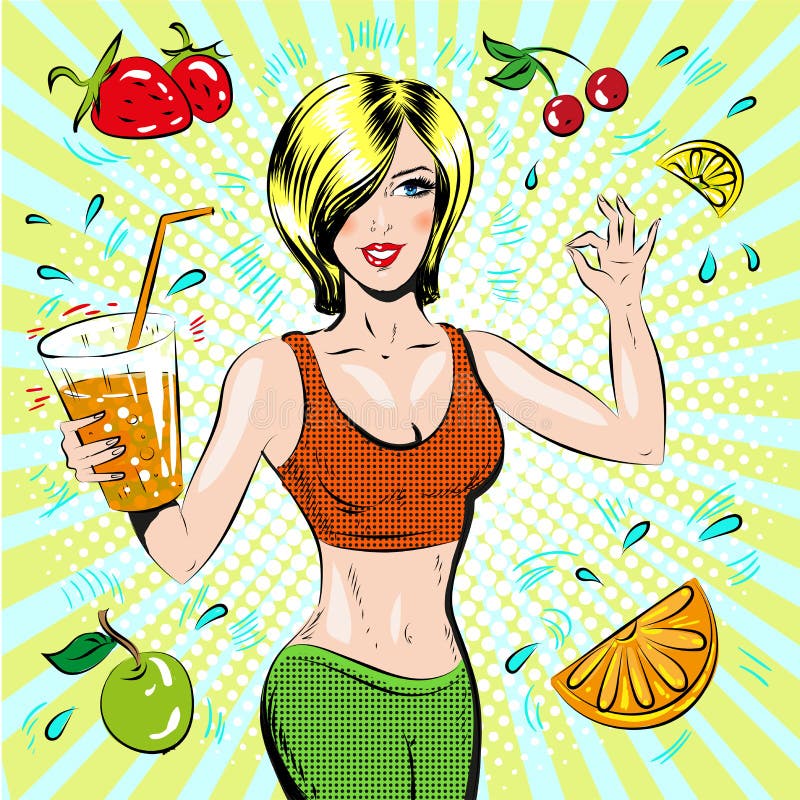 Vector el ejemplo del arte pop de la muchacha deportiva hermosa libre illustration Vector el ejemplo del arte pop de la muchacha deportiva hermosa libre illustration