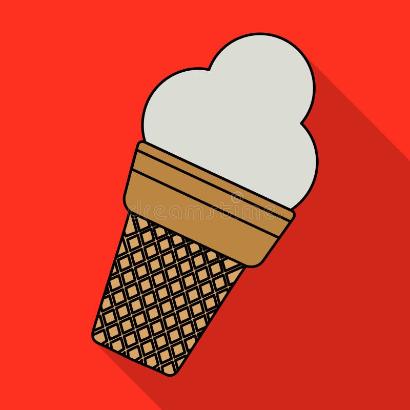 Vector el ejemplo del helado en una taza de la galleta en estilo plano en fondo rojo ilustración del vector Vector el ejemplo del helado en una taza de la galleta en estilo plano en fondo rojo ilustración del vector