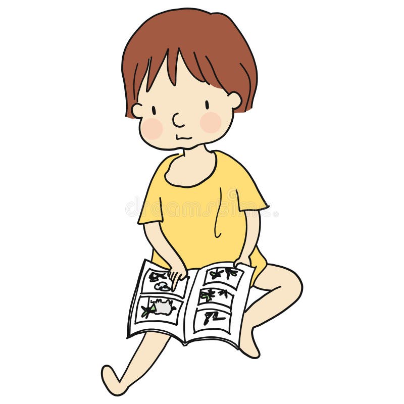 Vector el ejemplo del niño que se sienta en piso y que lee un libro libre illustration Vector el ejemplo del niño que se sienta en piso y que lee un libro libre illustration