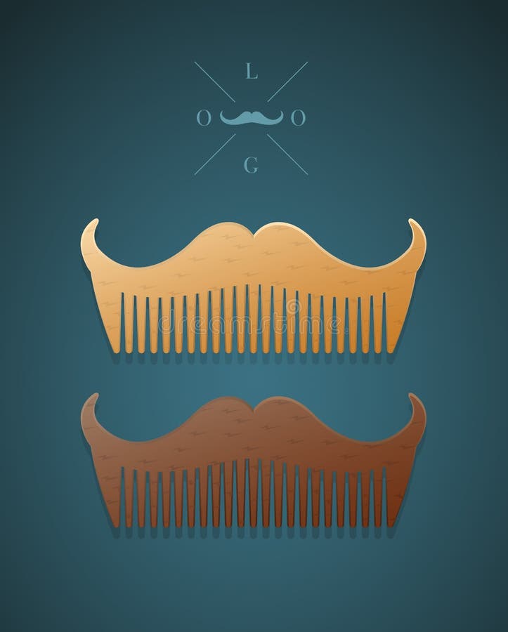 Vector el ejemplo del peine elegante en la forma de bigotes. Vector el ejemplo del peine del estilo del inconformista en la forma de bigotes