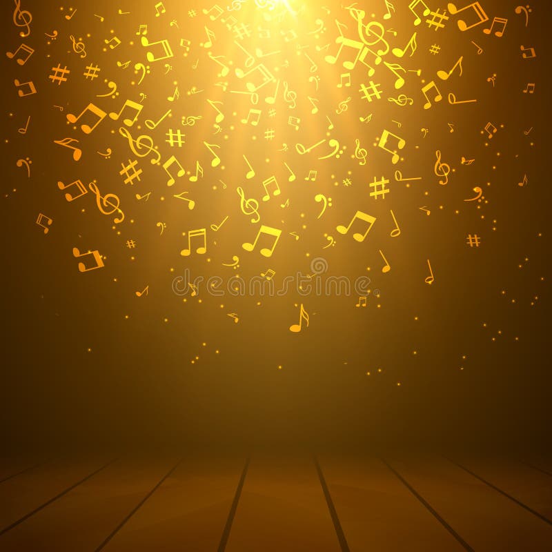 Vector el fondo musical abstracto con las notas musicales sobre etapa y proyector iluminados libre illustration Vector el fondo musical abstracto con las notas musicales sobre etapa y proyector iluminados libre illustration