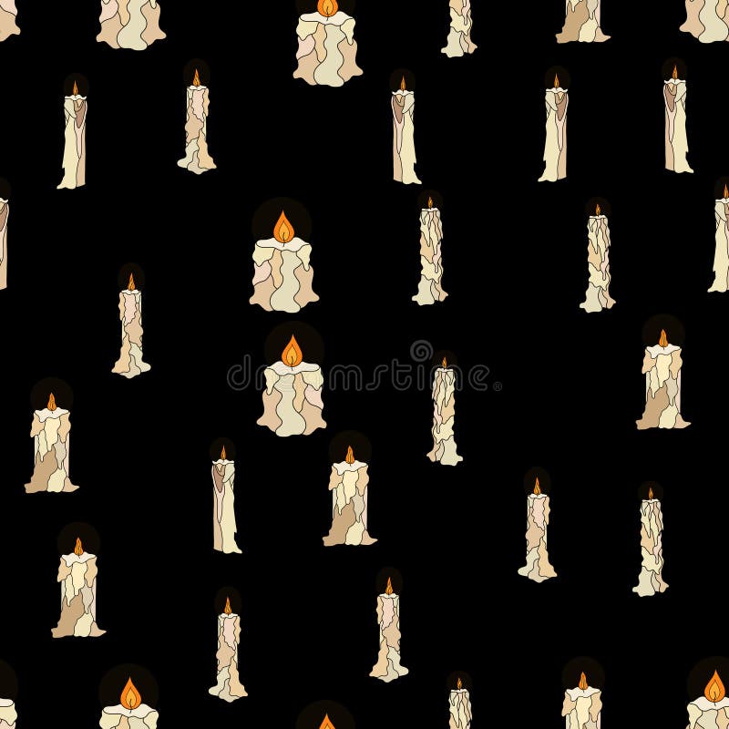 Vector el garabato que brilla en modelo inconsútil de las velas de la oscuridad libre illustration Vector el garabato que brilla en modelo inconsútil de las velas de la oscuridad libre illustration