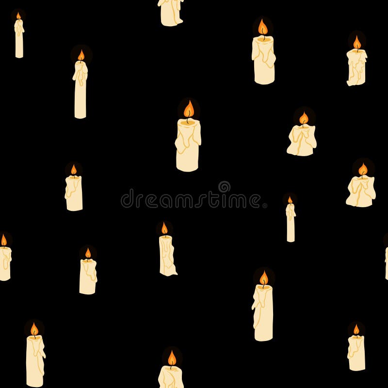 Vector el garabato que brilla en modelo inconsútil de las velas de la oscuridad ilustración del vector Vector el garabato que brilla en modelo inconsútil de las velas de la oscuridad ilustración del vector