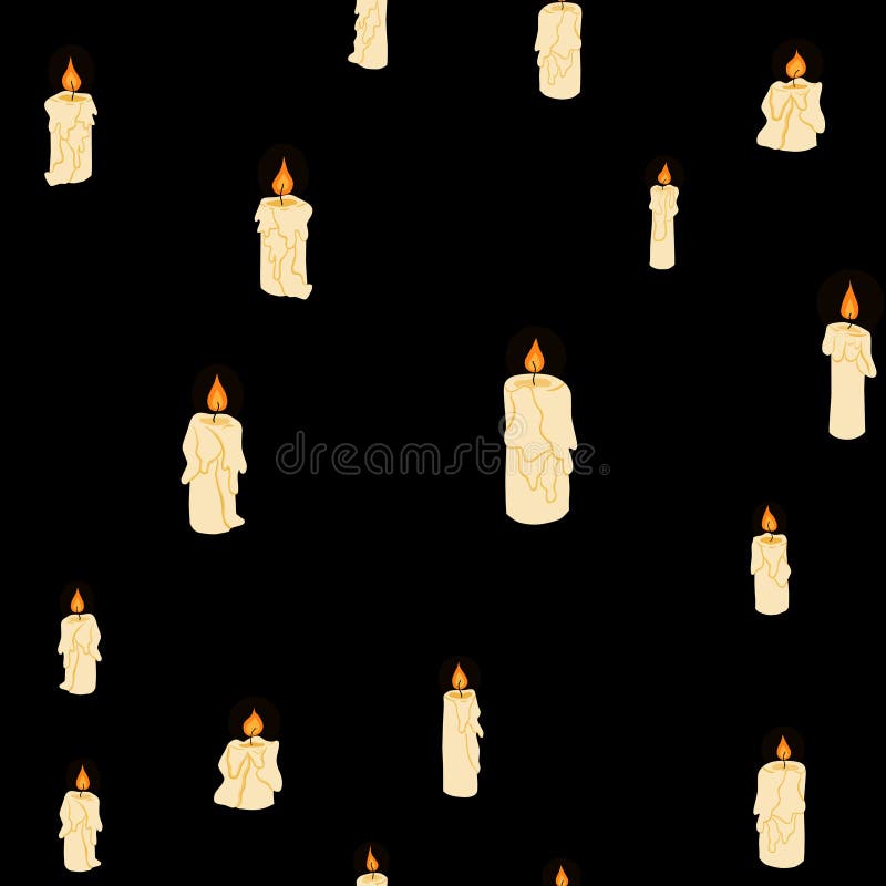 Vector el garabato que brilla en modelo inconsútil de las velas de la oscuridad stock de ilustración Vector el garabato que brilla en modelo inconsútil de las velas de la oscuridad stock de ilustración